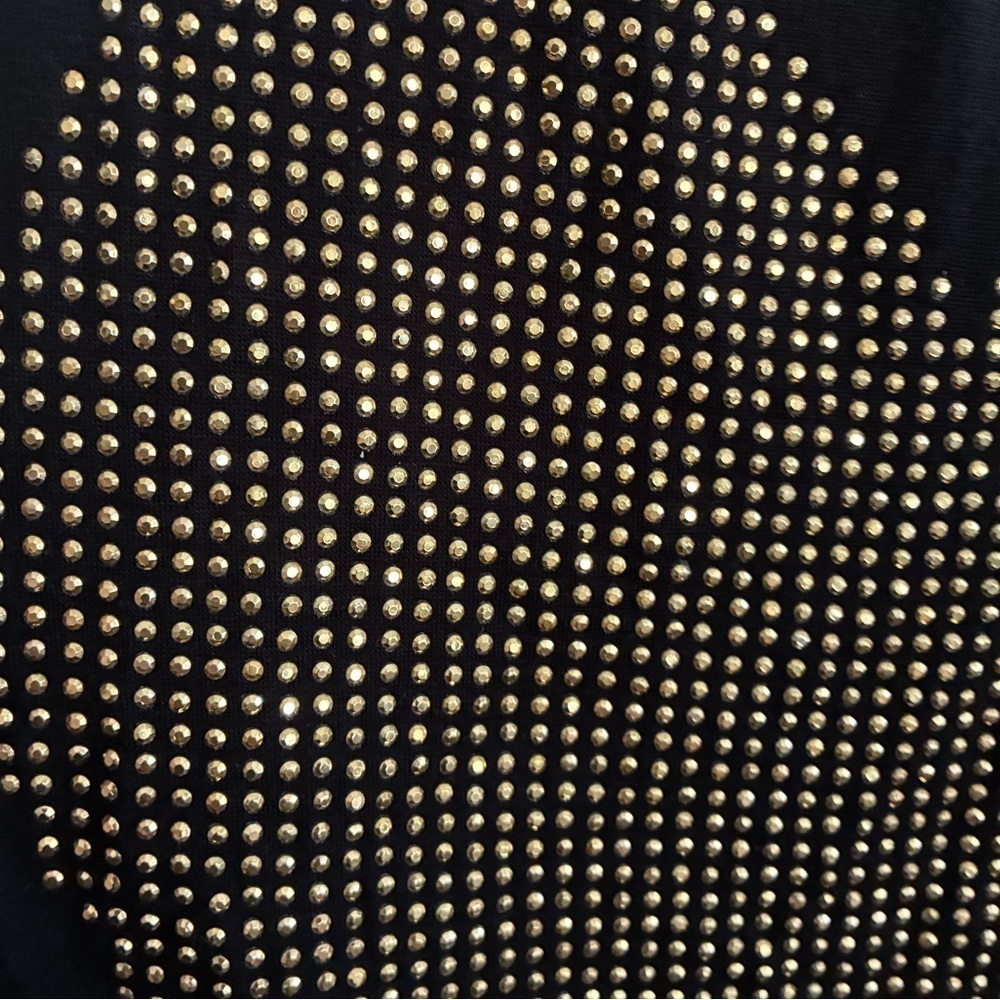 Ocasion High Low Black Righstones Heart Leopard Sheer Contrast Tunic Top S - Picture 7 of 10